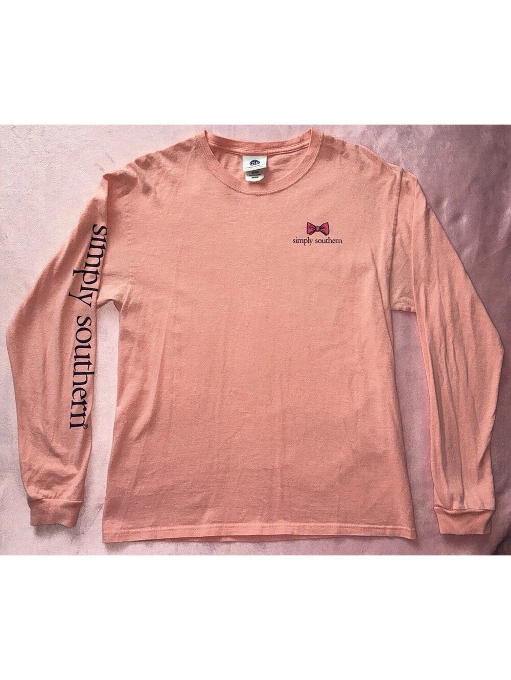 Simply Southern Long Sleeve Shirt God Country Family Arrow Feathers Pink Sz M